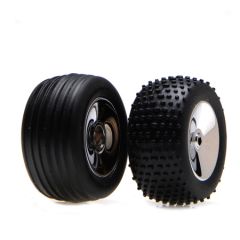 Front/Rear Wheels & Tires, Chrome: Micro-T/B/DT Horizon LOSB1527