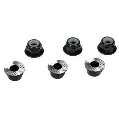 4mm Aluminum Serrated Lock Nuts, Black (6) Horizon LOSB3992