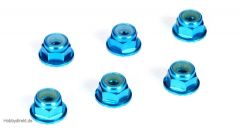 4mm Aluminum Serrated Lock Nuts, Blue (6) Horizon TLR336001