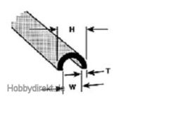 HP-3 Halbrund-Profil ABS 4,8x2,4x375mm (4) Krick 190171