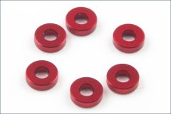 Scheiben Alu, 3x7x2mm, rot (6) Kyosho W-0144R