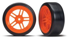 Tires & Wheels Drift 1.9 on Orange Split-spoke Front (2) Traxxas 8376A