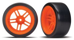 Tires & Wheels Drift 1.9 on Orange Split-spoke Rear (2) Traxxas 8377A