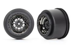 Wheels Rear Black Chrome (2) Drag Slash Traxxas 9473X