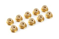 Team Corally - Aluminium Sechskantmutter Selbstsichernd - M4 - mit Bund - Gold - 10 St C-31130