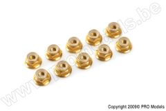 G-Force RC - Aluminium Sechskantmutter Selbstsichernd - M3 - mit Bund - Gold - 10 St GF-0401-030