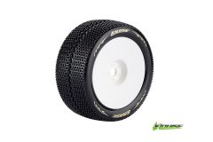 Louise RC - T-TURBO - 1-8 Truggy Reifen - Fertig Verklebt - Soft - Felgen Weiss - 1/2-Offset - Hex 17mm - 1 Paar LR-T3112SWH