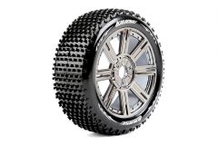 Louise RC - B-HORNET - 1-8 Buggy Reifen - Fertig Verklebt - Super Soft - Speichen Felgen Schwarz Chrom - Hex 17mm - 1 Paar LR-T3150VBC