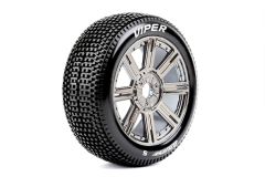 Louise RC - B-VIPER-JA - 1-8 Buggy Reifen - Fertig Verklebt - Super Soft - Speichen Felgen Schwarz Chrom - Hex 17mm - 1 Paar LR-T3194VBC