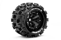 Louise RC - MT-MCROSS - 1-8 Monster Truck Reifen - Fertig Verklebt - Medium - 3.8 Felgen Schwarz - 1/2-Offset - EP E-REVO Vorder - Hinten - EP SUMM