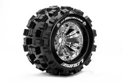 Louise RC - MT-MCROSS - 1-8 Monster Truck Reifen - Fertig Verklebt - Medium - 3.8 Felgen Chrom - 1/2-Offset - EP E-REVO Vorder - Hinten - EP SUMMIT