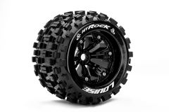 Louise RC - MT-ROCK - 1-8 Monster Truck Reifen - Fertig Verklebt - Medium - 3.8 Felgen Schwarz - 0-Offset - EP E-MAXX Vorder - Hinten - GP REVO 3.3