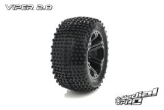 Medial Pro - Sport Reifen und Felgen verklebt - Viper 2.8 - Schwarze Felgen - Vorder Jato, Nitro Sport, Nitro Rustler MP-5525