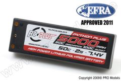 RC Plus - Python Plus Car 50C 5000 Mah 2S 7,4V Hard Case, 4mm Bullet Conn. RC-PPC50-5000-2S