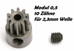 Motor-Ritzel M0,5 10Z Welle 2,3mm, z.B. für NOSRAM Micro 370 Thunder Tiger 03021152T