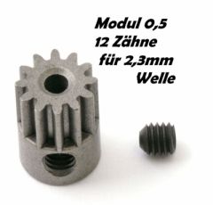 Motor-Ritzel M0,5 12Z Welle 2,3mm, z.B. für NOSRAM Micro 370 Thunder Tiger 03021153T