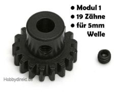 Motor-Ritzel, Modul 1, Stahl, 19 Zähne, 5mm Welle Thunder Tiger 03089594