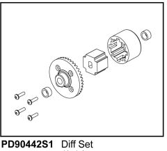 KAISER XS Spool mit Teller-Rad komplett, Vorne - Hinten (1) Thunder Tiger PD90442S1