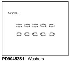 Scheiben 5x7x0,3mm (10) u.A. für KAISER XS Thunder Tiger PD90452S1