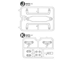 TRF502X J/K Teile Akku-/Querlenkerhalt. Tamiya 9114087 319114087