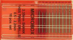 Microbox 10 Bohrer 0,5-2,2 mm m. 2,35 mm Schaft Krick 492047