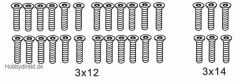 Schraubensatz C Senkk. 3x12,3x14 (30-teilig) Krick 648077