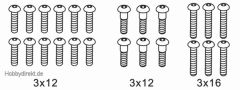 Schraubensatz G Flachk. 3x12,3x16 (24-teilig) Krick 648081